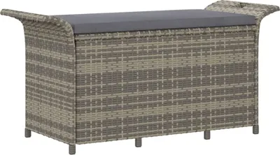 Image de Banc de jardin avec coussin gris 116x46x57 cm résine tressée