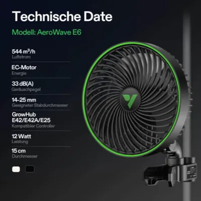 Image de VIVOSUN Ventilateur à clip AeroWave E9 Noir
