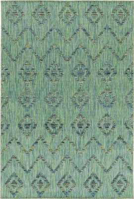 Produktbild von Teppich Läufer Wetterfest Grün 80x250 Boho-Design