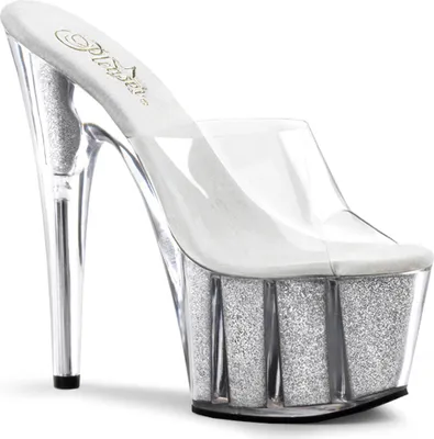 Produktbild von ADORE-701G Damen Slipper von Pleaser, Transparent Silber , EU 38, US 8