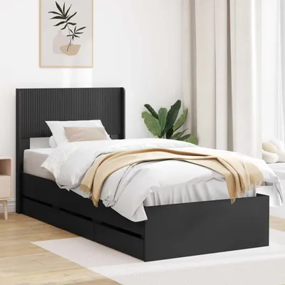 Produktbild von Maison Exclusive - Bettgestell mit Stauraum und Kopfteil Schwarz 90 x 200 cm