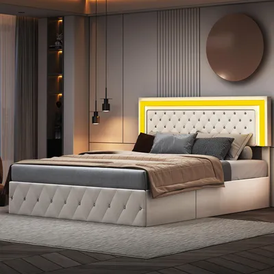 A bedroom setting with a bed as the main focus.