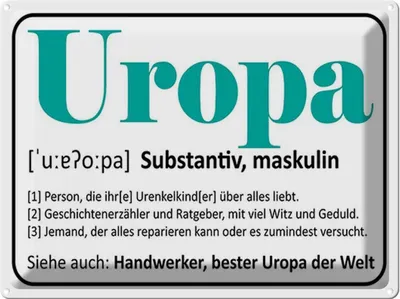 Produktbild von vianmo Blechschild 30x40 cm Uropa Handwerker bester Spruch Zitat