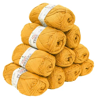 10 x 50g Strickgarn TEREZKA 100% Baumwolle, goldgelb