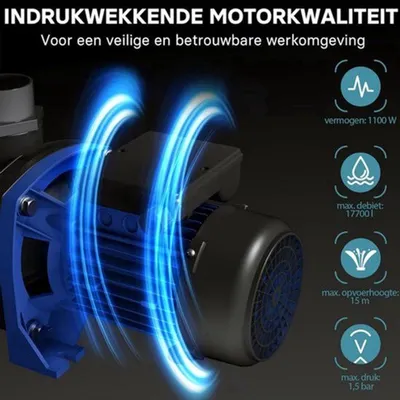 Obrázok produktu pre Čerpadlo na bazén – Filtračné čerpadlo – Obvodové čerpadlo s motorom 1100 W a prietokom 17 700 litrov
