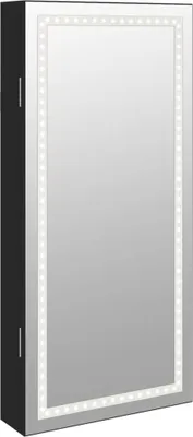 Obrázek produktu pro vidaXL Zrcadlová skříňka na šperky s LED osvětlením pro montáž na zeď černá