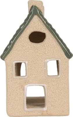 Image de Clayre & Eef Bougeoir Maison 8x11x14 cm Beige Céramique