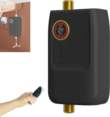 Zdjęcie produktu dla Miniatywny podgrzewacz elektryczny - przepływowy podgrzewacz wody - natychmiastowa woda ciepła - sterowanie dotykowe - 5500 W - czarny