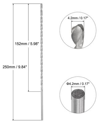Produktbild von Spiralbohrer Schnellarbeitsstahl Extra Lange Bohrer Ersatz 4,2 x 250 mm