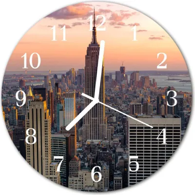 Produktbild von Glasuhr Wanduhr Küchenuhr Echt-Glas 30fi cm Skyline grau