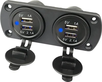 Produktbild von INF Duales USB-Autoladegerät mit blauem Licht (Panel mit 2 Ausgängen)