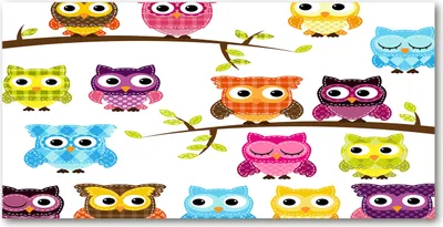 Produktbild von Tulup® Glas-Bild - 100x50 -Wandkunst - Wandbild hinter gehärtetem Sicherheitsglas  - Kinderzimmer - Bunte Eulen - Mehrfarbig