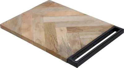 Produktbild von Premium Schneidebrett aus Mangoholz mit Griff 30 x 40 x 2 cm Servierbrett Holzbrett Tranchierbrett Küchenbrett