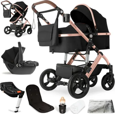 Produktbild von Bergsteiger Nizza 3 in 1 Kinderwagen, Kombikinderwagen Komplettset, Babywanne & Buggy Sportsitz inklusive, Auto-Babyschale & Isofix Station optional