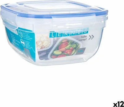 Obrázek produktu pro Průhledný, čtvercový, hermetický box na svačinu z polypropylenu 1,5 l 17 x 10 x 17 cm (12 kusů)