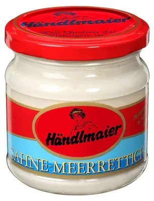Produktbild von Händlmaier Sahne Meerrettich mild vegetarisch im Glas 190g 10er Pack
