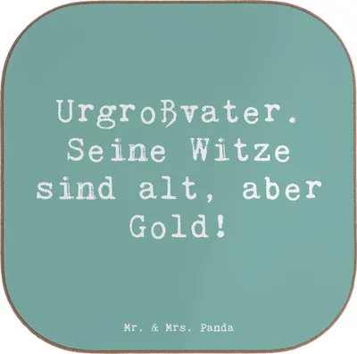 Produktbild von Mr. & Mrs. Panda Untersetzer für Gläser Spruch Urgroßvater Witze - Meeresbrise - Geschenk, Coaster, Erbe, gläseruntersetzer, Holzuntersetzer, Tischuntersetzer, Freude