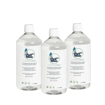 3 x 1 Liter membraclean Trinkwasseraufbereitung Sparset für Camping