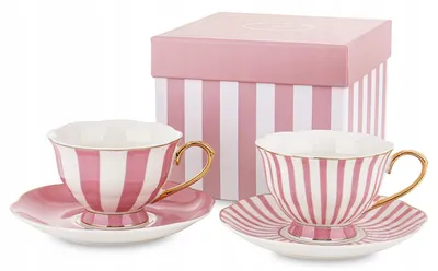 Produktbild von Artpol Elegant Tassen mit Untertasse Gestreift 220ml 2er Set