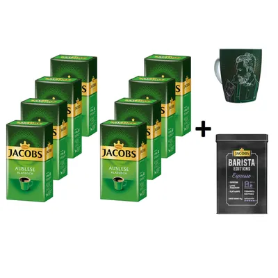 Produktbild von JACOBS Filterkaffee Auslese Klassisch 8x500g Kaffee gemahlen + 1 Becher + 1 Dose