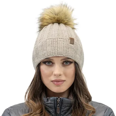 Immagine prodotto di Berretto da donna Vivisence con pompon berretto caldo invernale con motivo forte 7019, EU, beige, taglia universale