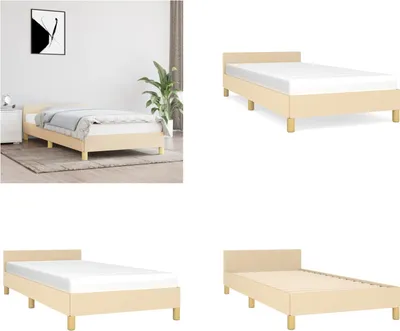 Produktbild von vidaXL Bettgestell mit Kopfteil Creme 80x200 cm Stoff - Bettgestell Mit Kopfteil - Bettgestelle Mit Kopfteil - Bettgestell - Bett Mit Kopfteil