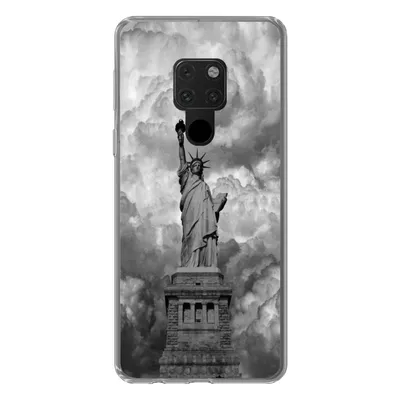 Produktbild von MuchoWow® Handyhülle Schutzhülle Hülle für Huawei P40 Lite Freiheitsstatue in New York an einem bewölkten Tag in schwarz-weiß Silikon Softcase Handy Hülle - Handy