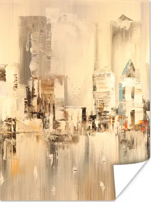 Produktbild von MuchoWow® Poster Gemälde - Öl - Abstrakt - Skyline 60x80 cm - Schlafzimmer Dekoration