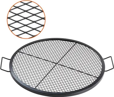 Zdjęcie produktu dla Ruszt do grilla X-Marks Fire Pit, Φ 760 x 25 mm Stalowy ruszt do grilla z uchwytem i wspornikiem X-Wire, przenośne naczynia kempingowe na imprezy plenerowe i spotkania - czarny