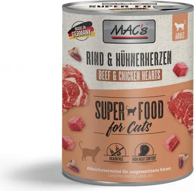 Image de MAC's BOEUF & COEUR DE POULET, Adulte, toutes races, boeuf, poulet, coeur, 800 g