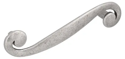 Produktbild von Griff für Möbel aus Zinklegierung, Lochabstand 96 mm, gebürstetes Silberfinish