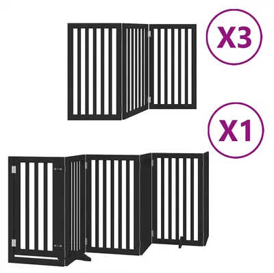 Obrázek produktu pro vidaXL 15dílná brána pro psy s dvířky skládací černá 750 cm topolové dřevo