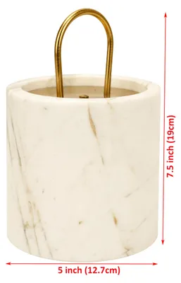 Imagen del producto de Topes para puerta de mármol blanco, cilíndricos, de 19 cm de altura, con pomo de latón para la puerta
