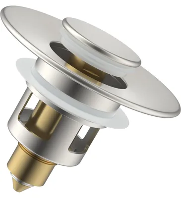 Produktbild von Abflussstopfen (25–46 mm), Abflusssieb, Abflussgarnitur, Abflussstopper, Messing-Abflussstopfen mit Federmechanismus, universeller Ersatzstopfen für Bad und Küche, gebürstetes Nickel