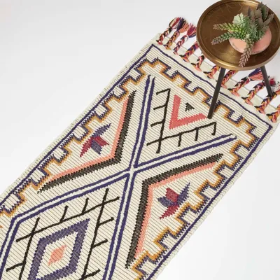 Image de HOMESCAPES Tapis Kilim Goa tissé à la main - 66 x 200 cm, multicolore à motifs