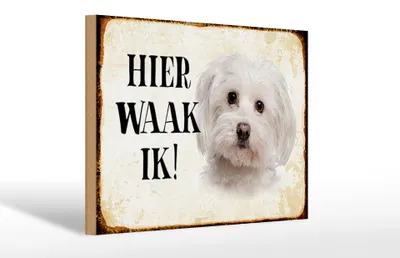 Produktbild von Holzschild Spruch 30x20cm holländisch Hier Waak ik Maltezer