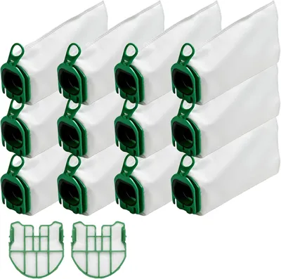 Produktbild von VB100 Staubsaugerbeutel Kompatibel mit Vorwerk Kobold VB100 VB 100 FP100 FP 100 Akku-Staubsauger, 12 Stück Staubbeutel mit 2 Motorschutzfilter