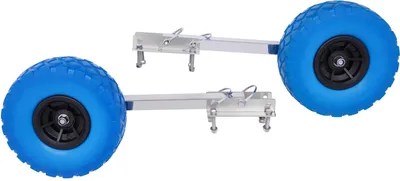 Produktbild von Bootstrailer - Heckrad für Schlauchboot - 25 cm Reifendurchmesser - Max. 150 kg - Halterung 15×8,5 cm - Edelstahl + Kunststoff - Blau