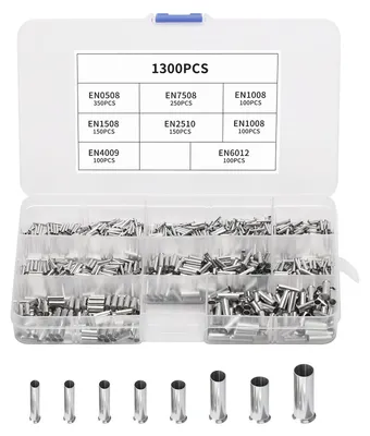 Productafbeelding van 1300 stuks adereindhulzen set, ongeïsoleerd krimp kabelschoenen