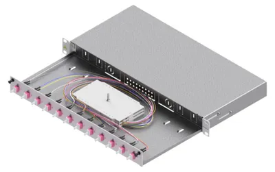 Produktbild von EasyLan LWL-Spleißbox Grade C 19-Zoll 1HE, 12 Ports, 12x LC-Duplex, OM4
