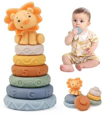 Productafbeelding van Baby Stapeltoren, Montessori speelgoed, geschikt vanaf 1 jaar. Sorteer- en stapel speelgoed