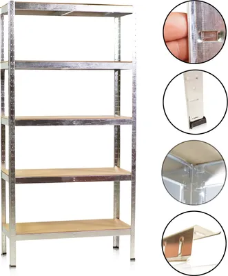 Produktbild von Schwerlastregal, 5 MDF Boden, Werkstattregal Lagerregal