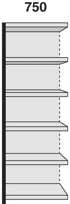 Produktbild von Regalfeld Stora 100 HxBxT 225x75x30cm 6 Böden mit Rückwand silber/lichtgrau