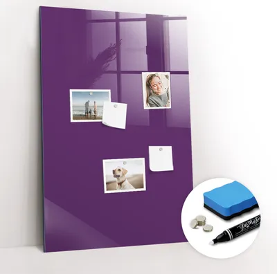 Produktbild von Magnetpinnwand Memoboard - Zubehörsatz - Weißer Marker + Schwamm + Magnete - 60 x 90 cm - Violette Farbe