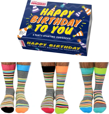 Produktbild von Happy Birthday Geburtstag Oddsocks Socken in 39-46 im 6er Set