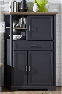 Image de Highboard >Jasmin< in Graphit aus Metall - 93x150x42cm (BxHxT)
