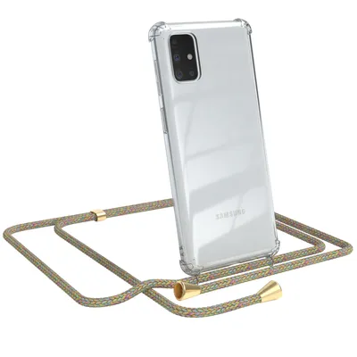 Produktbild von EAZY CASE Handykette kompatibel mit Samsung Galaxy M51, Handyhülle mit Umhängeband, Handykordel, Schutzhülle Clear, Band in Bunt
