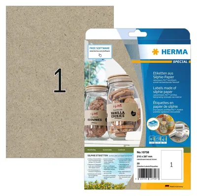 Immagine prodotto di Herma HERMA 10758 etichetta autoadesiva Rettangolo Permanente Marrone 20 pz