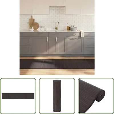 Produktbild von The Living Store Teppich Rechteckig Dunkelbraun 70x400 cm Bambus