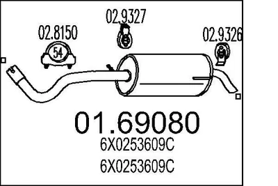 Produktbild von MTS 01.69080 Endschalldämpfer für VW Lupo (6X1, 6E1) Auspuff